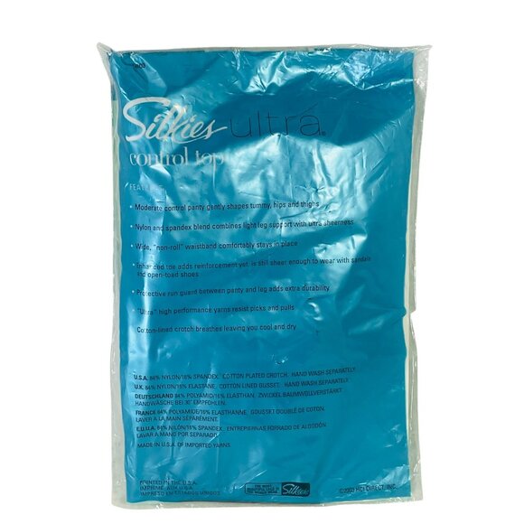 Silkies Ultra Control Top Pantyhose Queen Mocha Nylon XLarge Sheer Legs Vintage - Picture 5 of 7